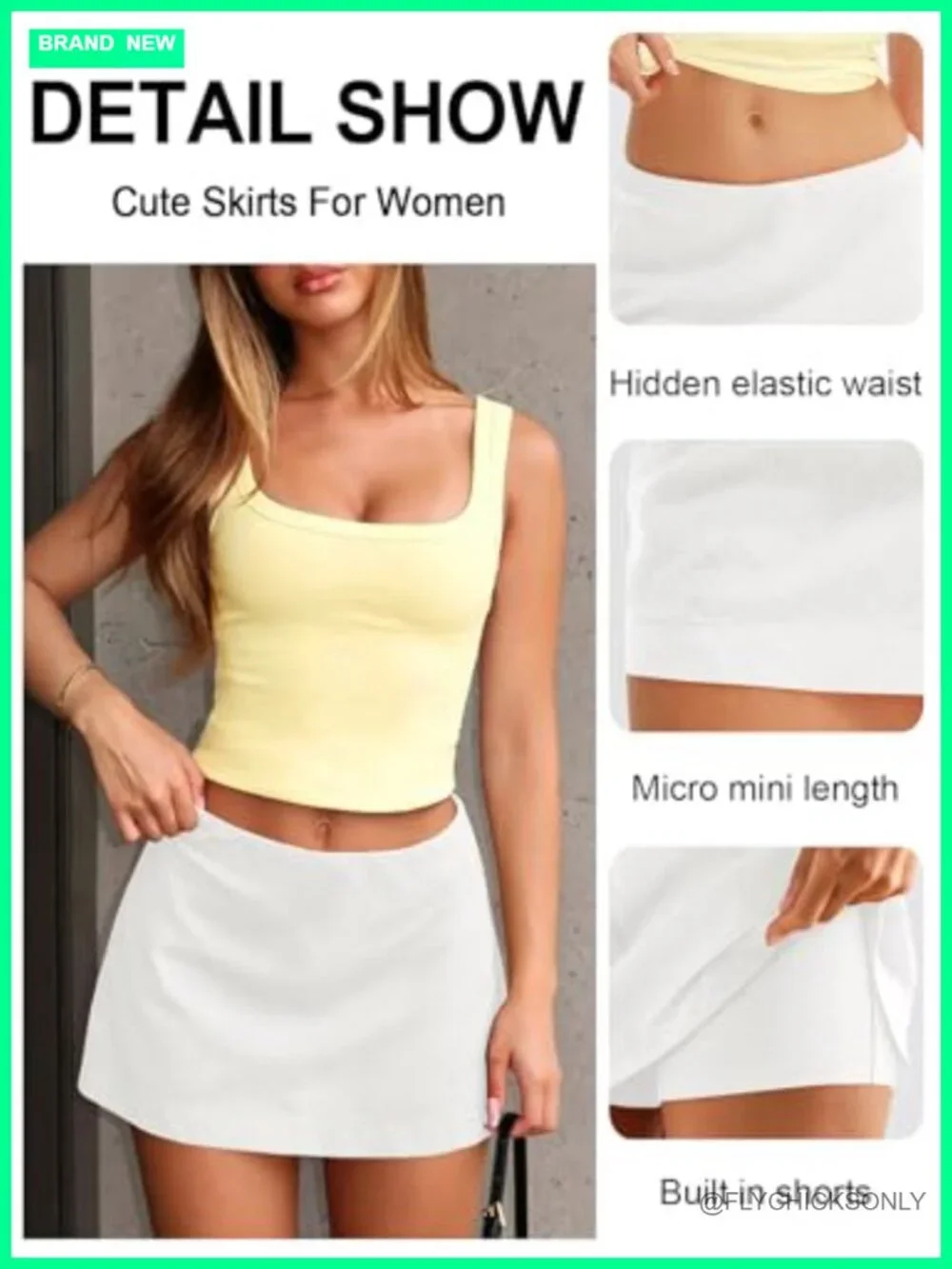 Womens Low Rise Skorts Micro Mini Skirt with Shorts Summer Going Out Vacation